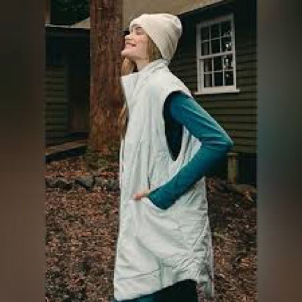 NWT Free People Slalom Winter Green / Gray Reversible Vest Sz M